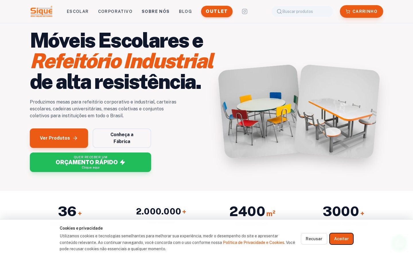 Site e catálogo digital da SiqueMóveis, projeto desenvolvido pela TKCode